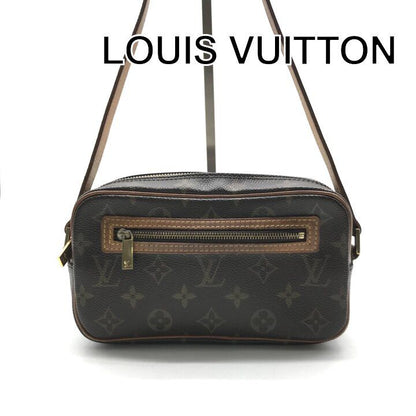 Louis Vuitton Monogram Pochette Cite Shoulder Bag Brown Leather