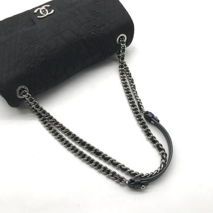 Chanel CC Logo Denim Camellia Chain Shoulder Bag Black — view 6
