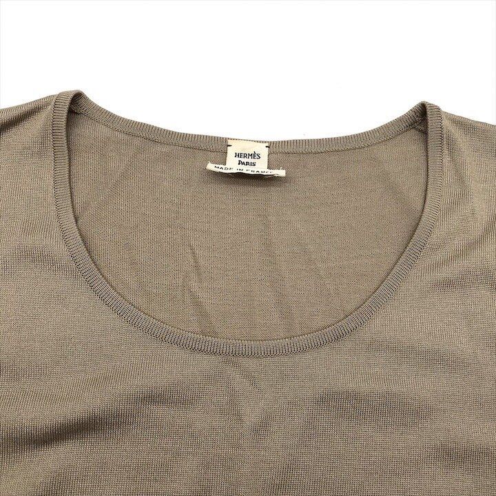 Hermes Sleeveless Knit 40 Silk 100% Beige Sweater — view 4