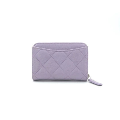 Chanel Wallet Coin Purse Lavender Silver Quilted CC Logo Classic Zip Card Case — view 3