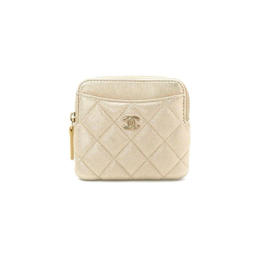 Chanel Wallet Coin Purse Gold CC Logo Quilted Classic Zip Card Case