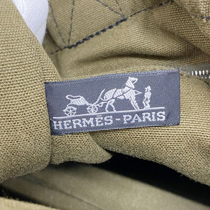 Hermes Tote Bag Fourre Tout MM Canvas Khaki Black Silver — view 5