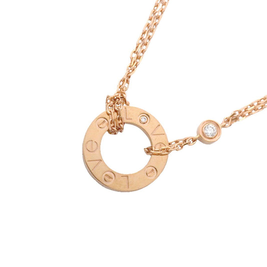 Cartier Necklace Love Circle Pink Gold Diamond