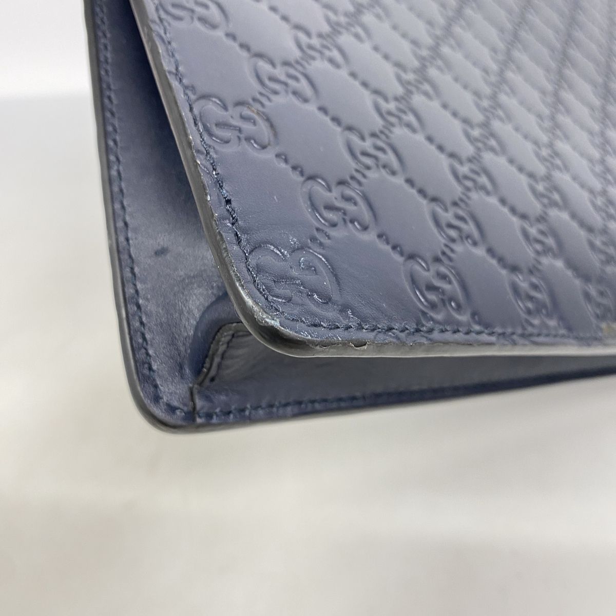 Gucci Shoulder Bag Guccissima Leather Navy Silver — view 6