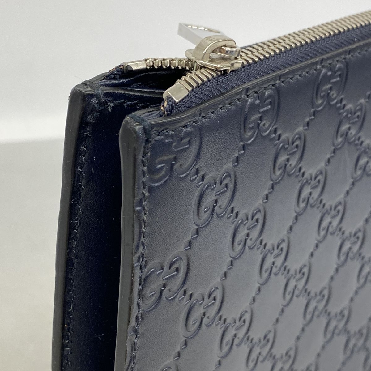 Gucci Shoulder Bag Guccissima Leather Navy Silver — view 7