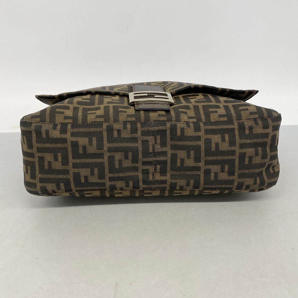 Fendi Shoulder Bag Zucca Nylon Canvas Brown Silver — view 3