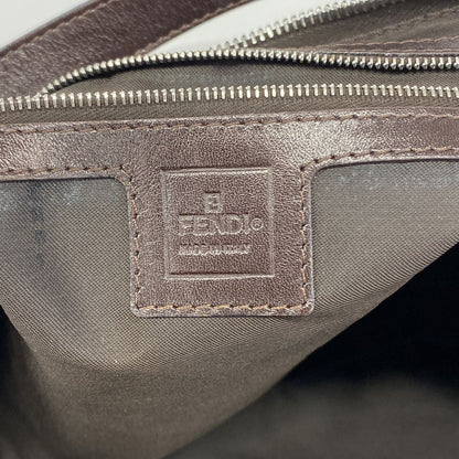 Fendi Shoulder Bag Zucca Nylon Canvas Brown Silver — view 5