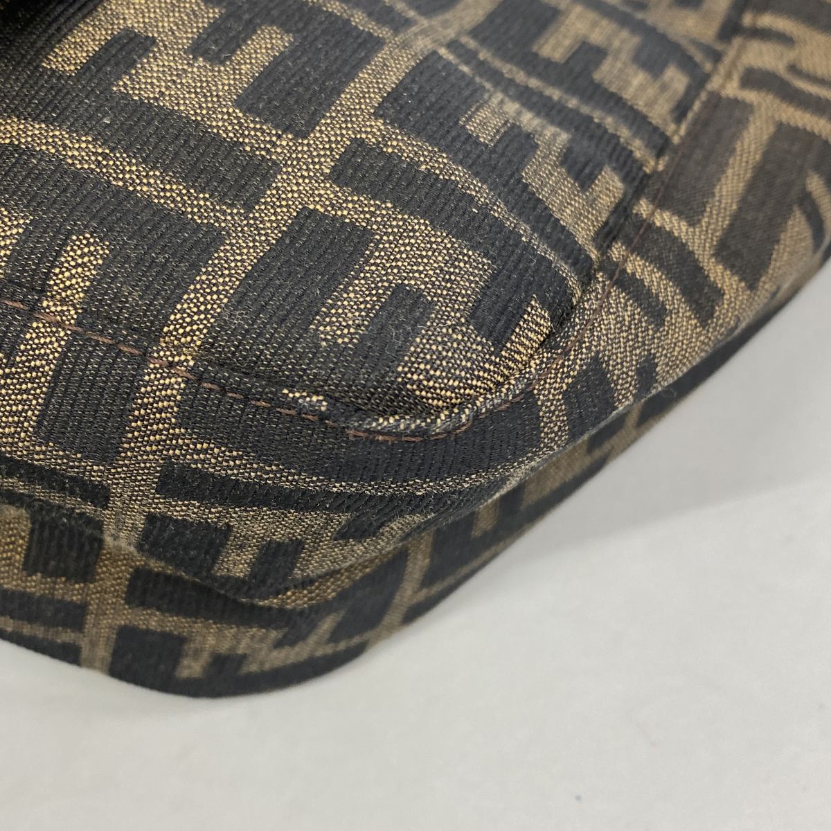 Fendi Shoulder Bag Zucca Nylon Canvas Brown Silver — view 6