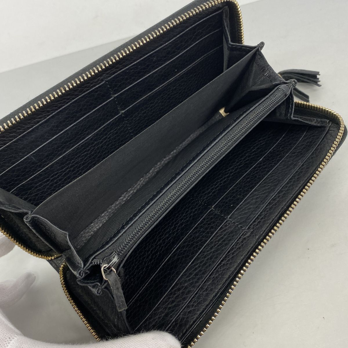 Gucci Wallet Bamboo Leather Black Gold — view 3