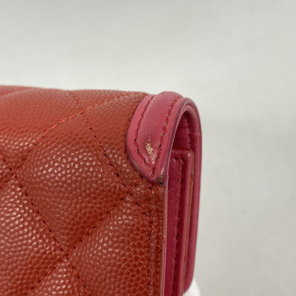 Chanel Trifold Wallet CC Filigree Caviar Leather Red Gold — view 5