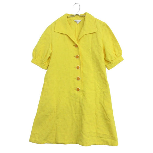 Saint Laurent Dress Short Sleeve Open Collar Dot Jacquard Midi Length Below