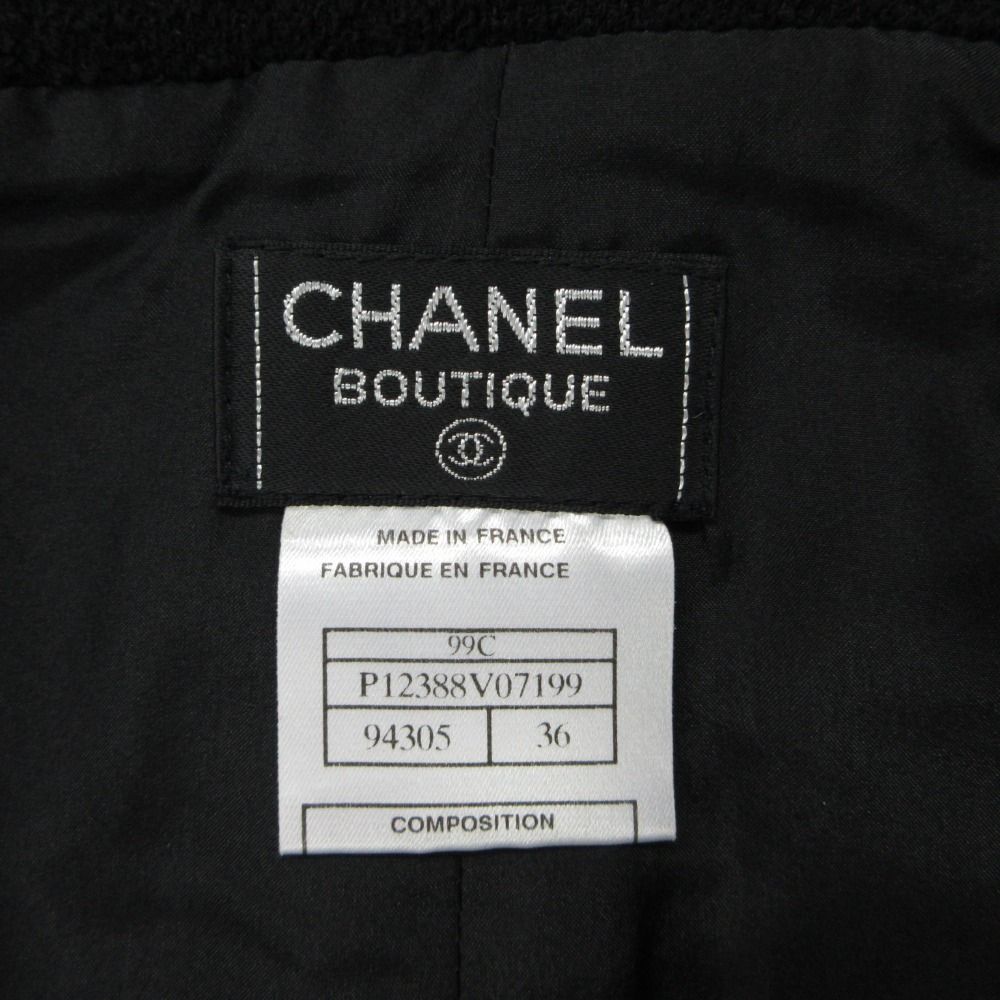 Chanel Skirt Tweed Fitted Knee-Length Black — view 5