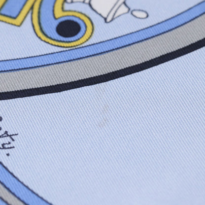 Hermes Carre 90 Washington's Carriage George Silk Blue Scarf — view 8