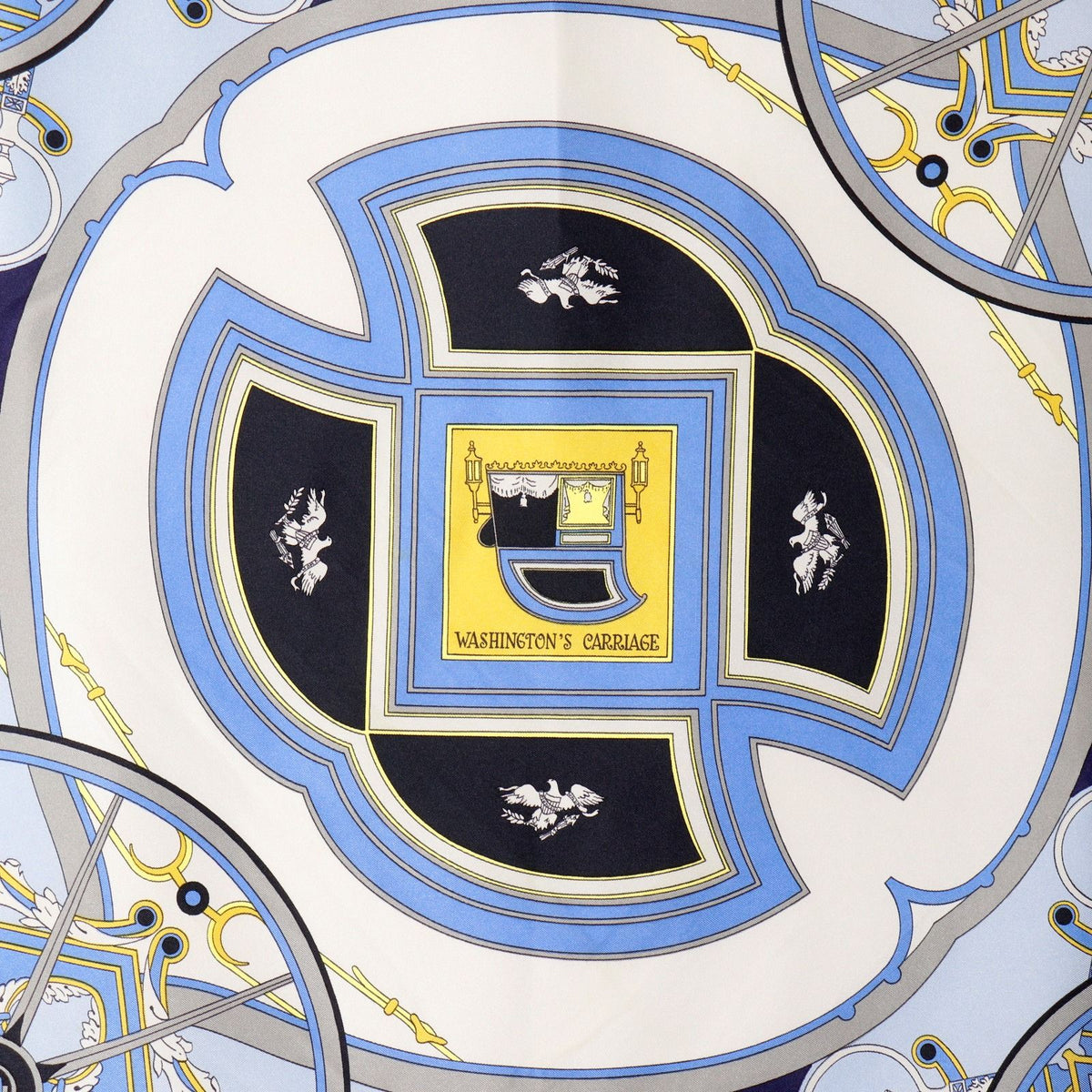 Hermes Carre 90 Washington's Carriage George Silk Blue Scarf — view 6