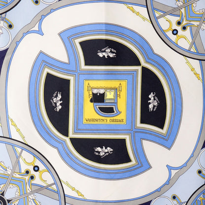 Hermes Carre 90 Washington's Carriage George Silk Blue Scarf — view 6