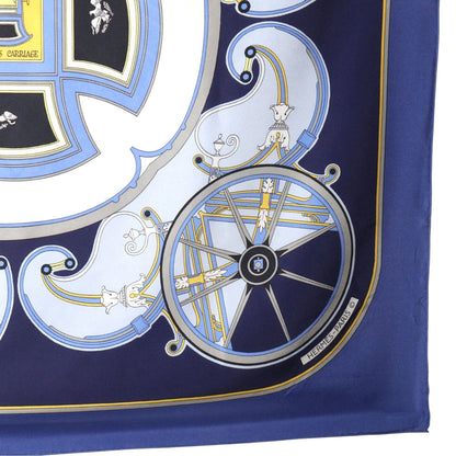 Hermes Carre 90 Washington's Carriage George Silk Blue Scarf — view 5