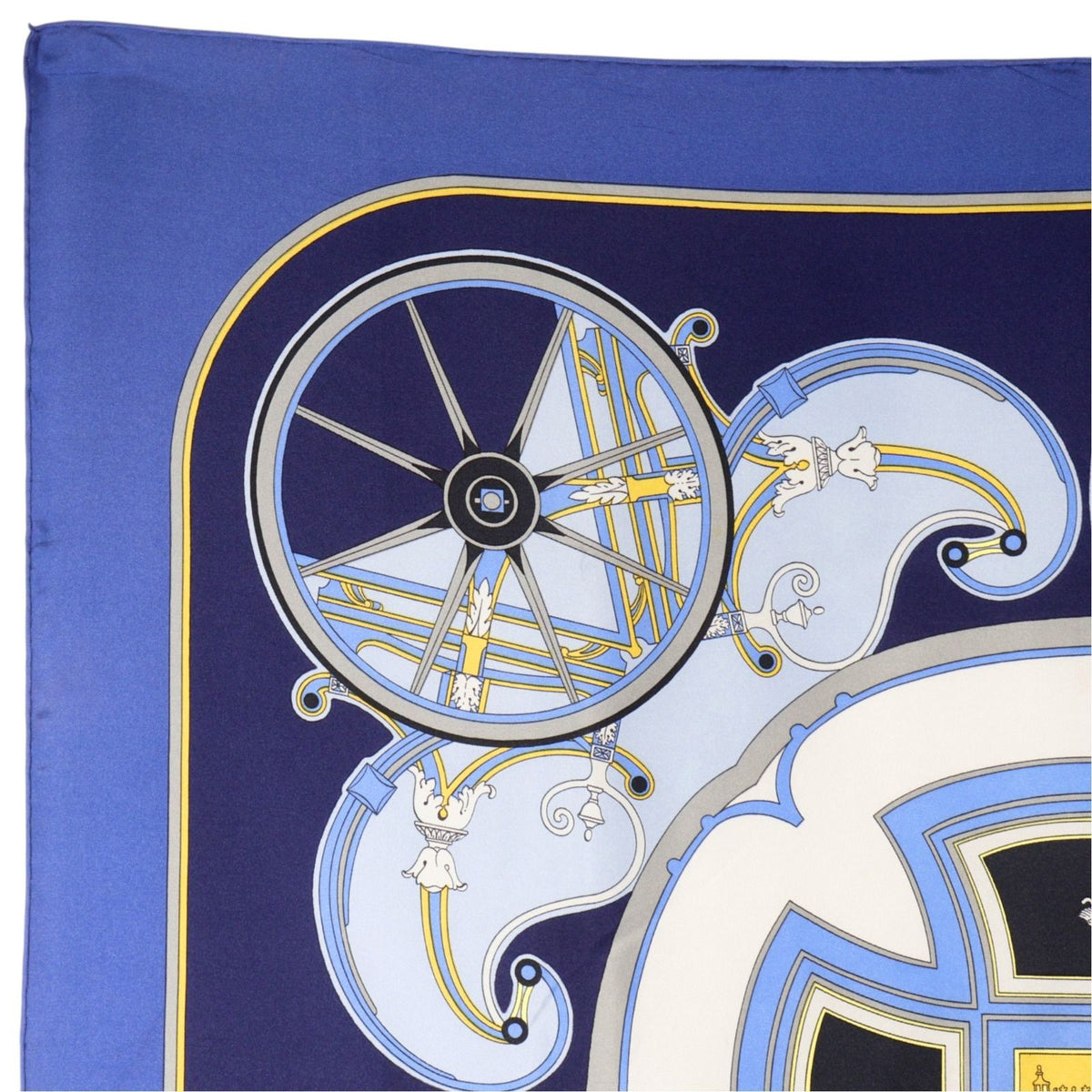 Hermes Carre 90 Washington's Carriage George Silk Blue Scarf — view 2