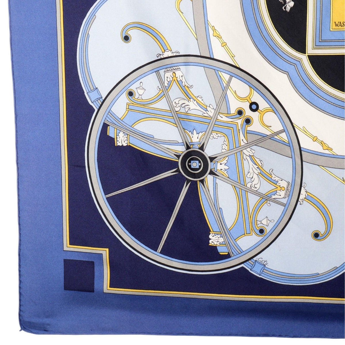 Hermes Carre 90 Washington's Carriage George Silk Blue Scarf — view 4