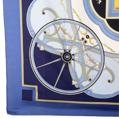 Hermes Carre 90 Washington's Carriage George Silk Blue Scarf — view 4