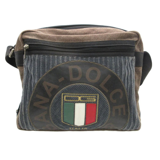 Dolce & Gabbana Shoulder Bag Logo Canvas Corduroy Purse with Extension Function