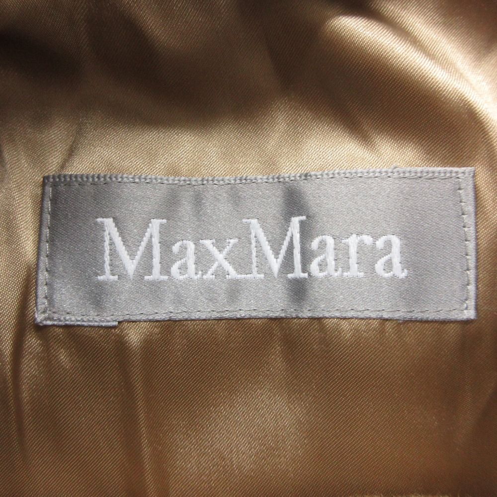 Max Mara Coat Silver Tag Wool 100% Maxi Length Long Top Hem Slit Straight Beige — view 4