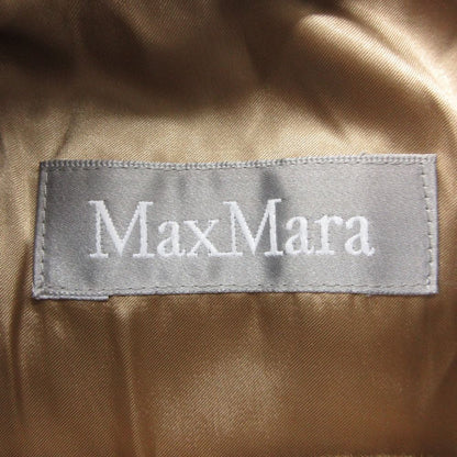 Max Mara Coat Silver Tag Wool 100% Maxi Length Long Top Hem Slit Straight Beige — view 4