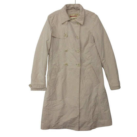 Prada Sports Trench Coat Nylon Polyester Long Light Beige