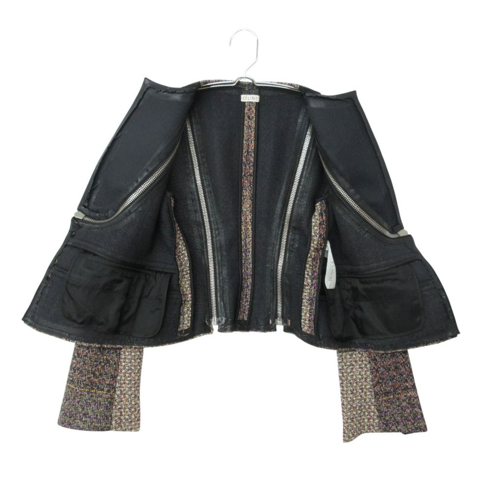 Celine Collarless Jacket by Phoebe Philo Era Tweed Zip Contrast Resort 2010 — view 3