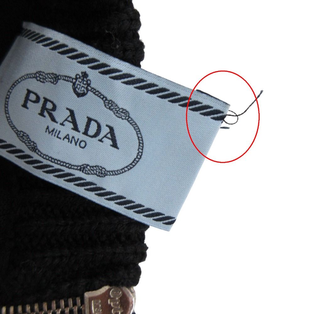 Prada Dress Cotton Wool Knit Contrast Sweatshirt Short Sleeve Black — view 5