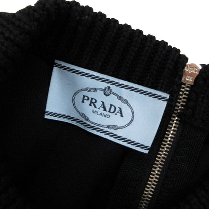 Prada Dress Cotton Wool Knit Contrast Sweatshirt Short Sleeve Black — view 4