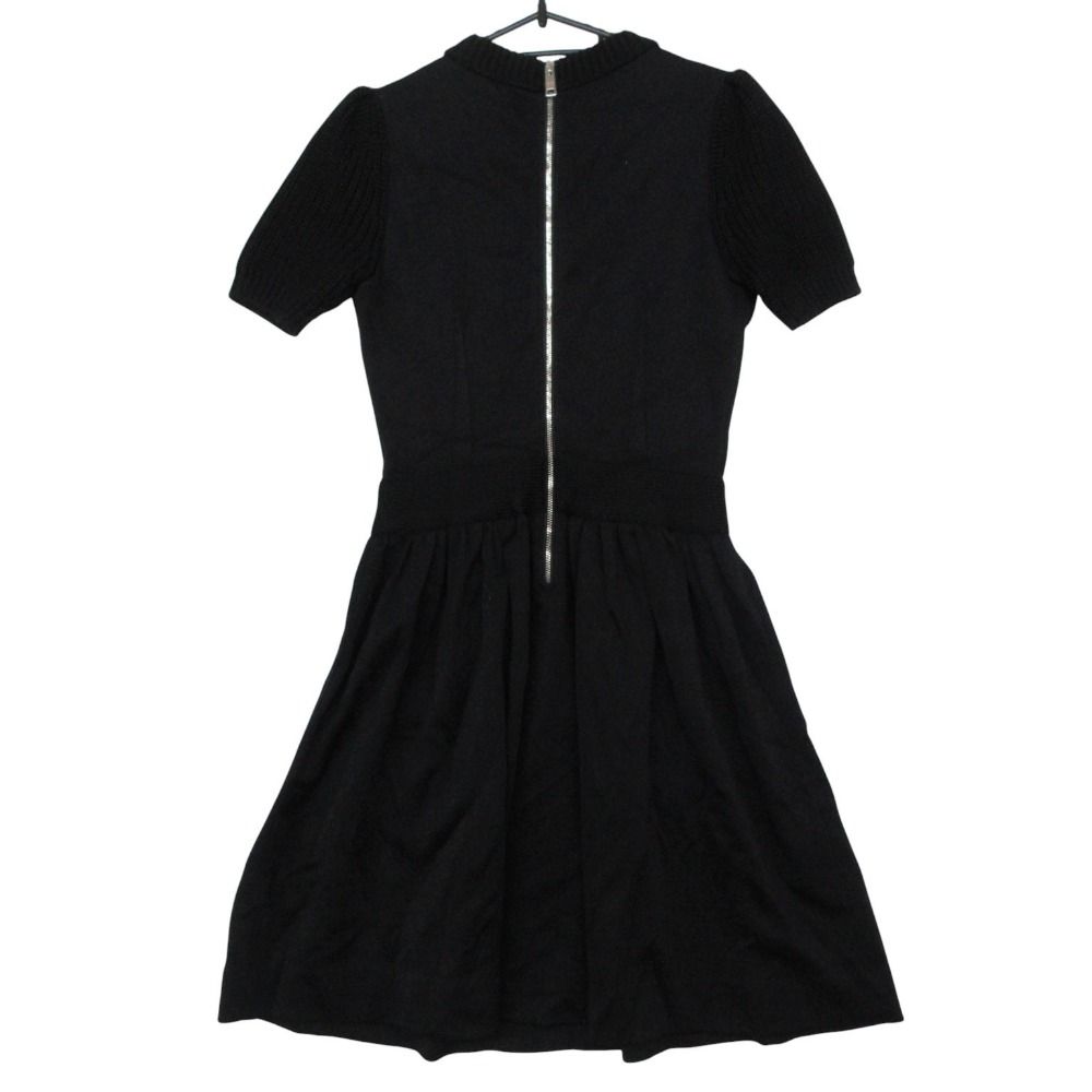 Prada Dress Cotton Wool Knit Contrast Sweatshirt Short Sleeve Black — view 2