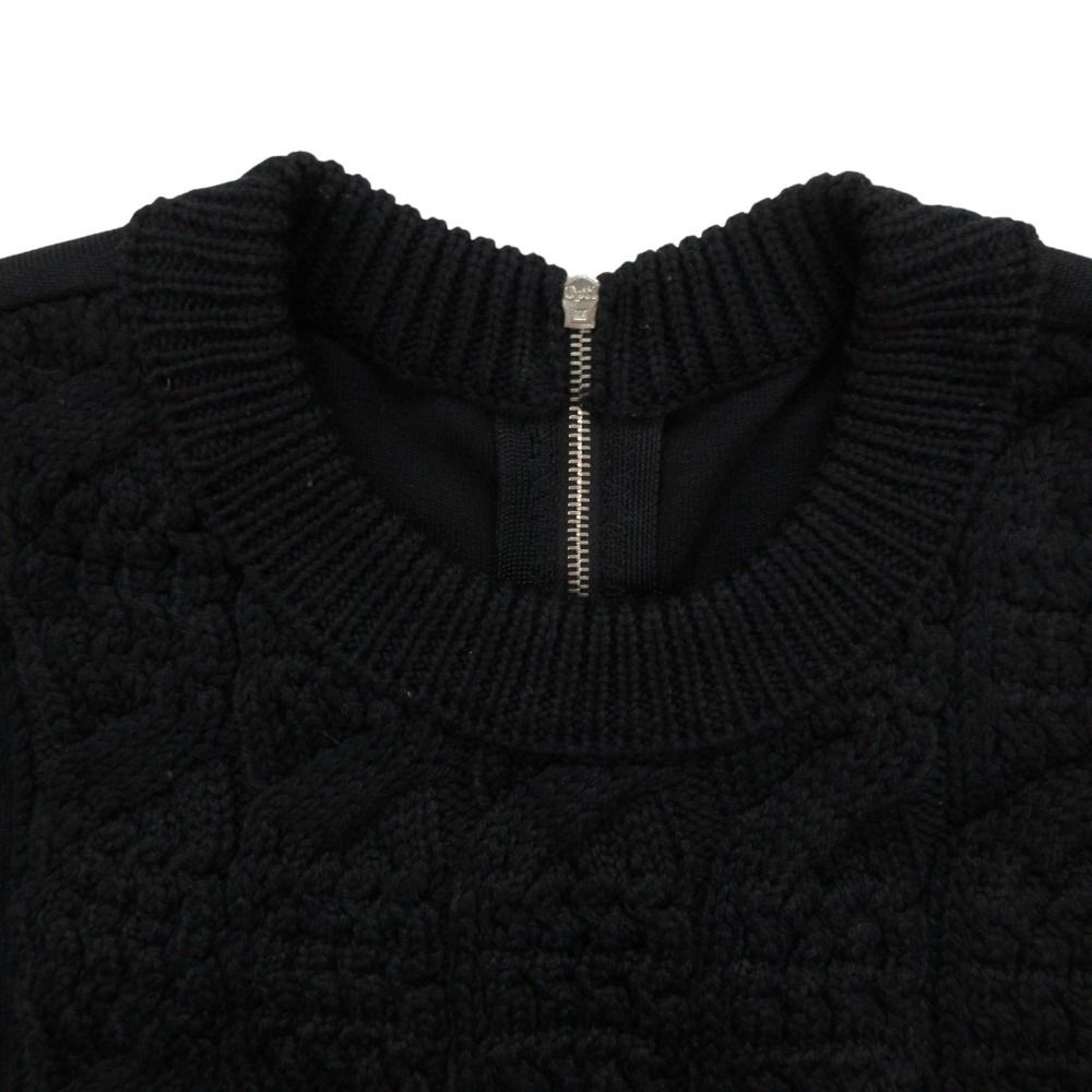 Prada Dress Cotton Wool Knit Contrast Sweatshirt Short Sleeve Black — view 3