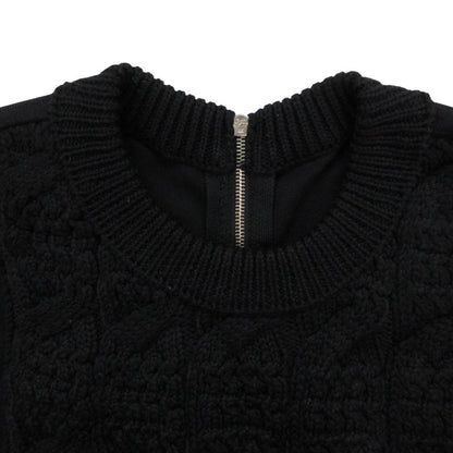 Prada Dress Cotton Wool Knit Contrast Sweatshirt Short Sleeve Black — view 3