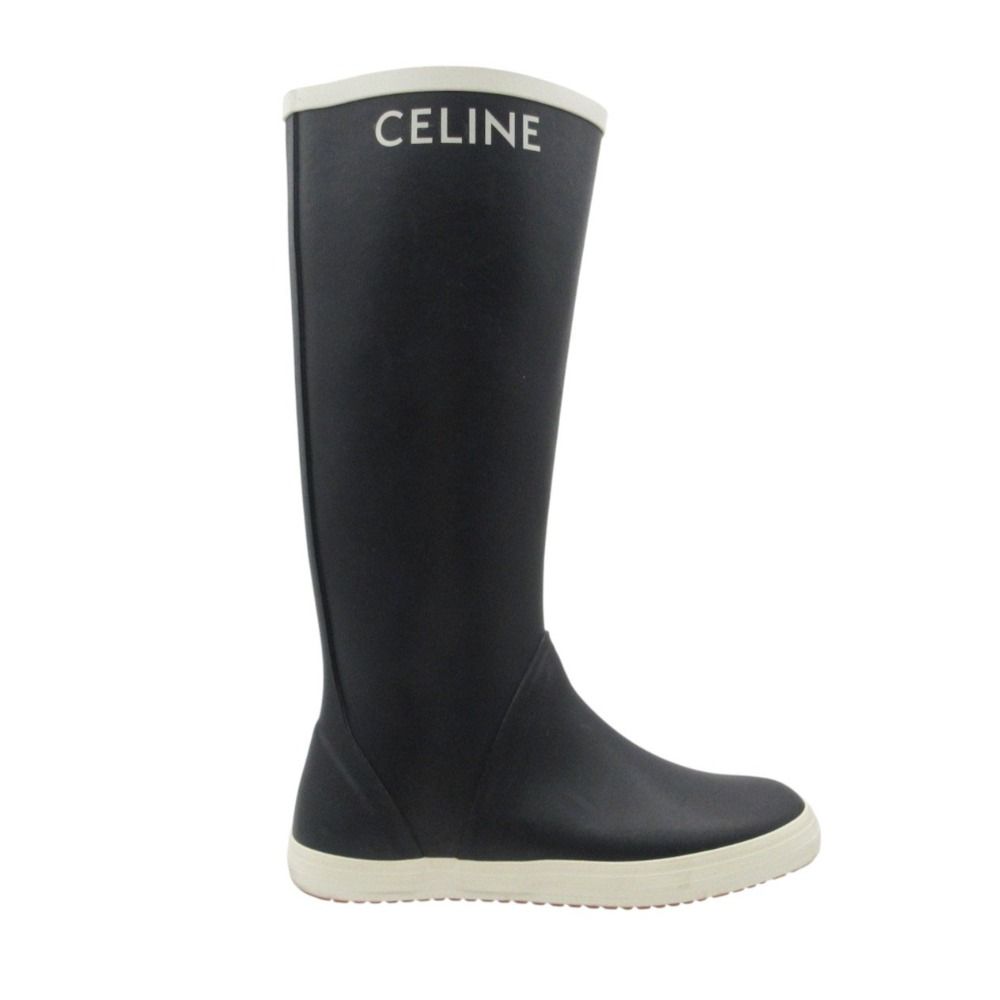 Celine Boots Rain Rubber Logo Shoes Navy