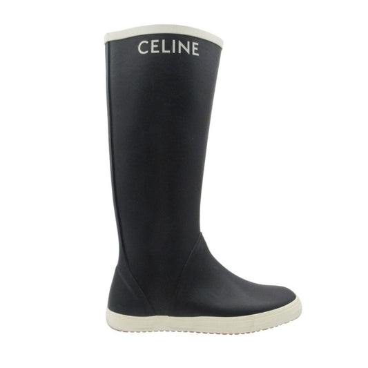 Celine Boots Rain Rubber Logo Shoes Navy