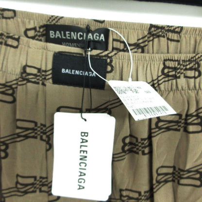 Balenciaga Pants BB Monogram Silk Homewear Pajama Fly Button Brown — view 3