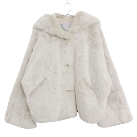 Max Mara Sportmax Coat Eco Fur Teddy Bear Hooded Short Light Gray