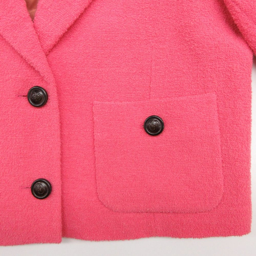 Gucci Tailored Jacket Tweed Blazer Interlocking G Button Pink — view 4