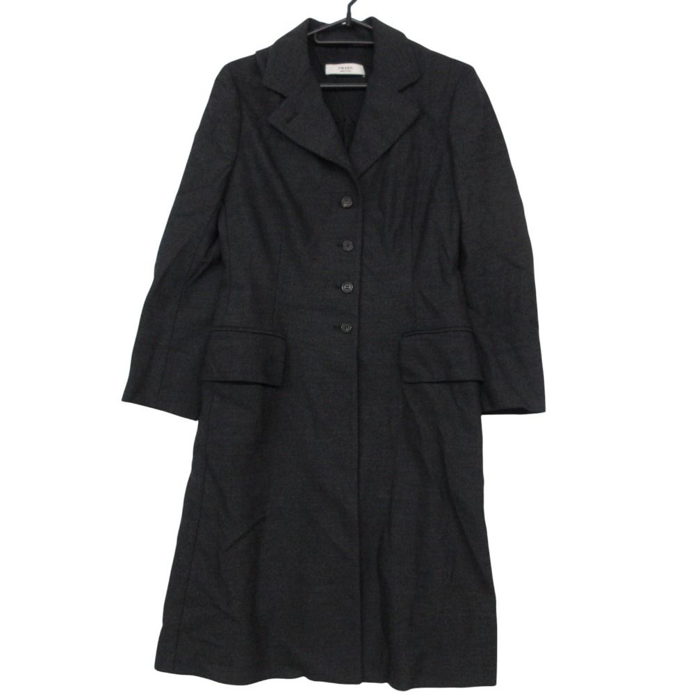 Prada Chesterfield Wool Outer Long Charcoal Gray