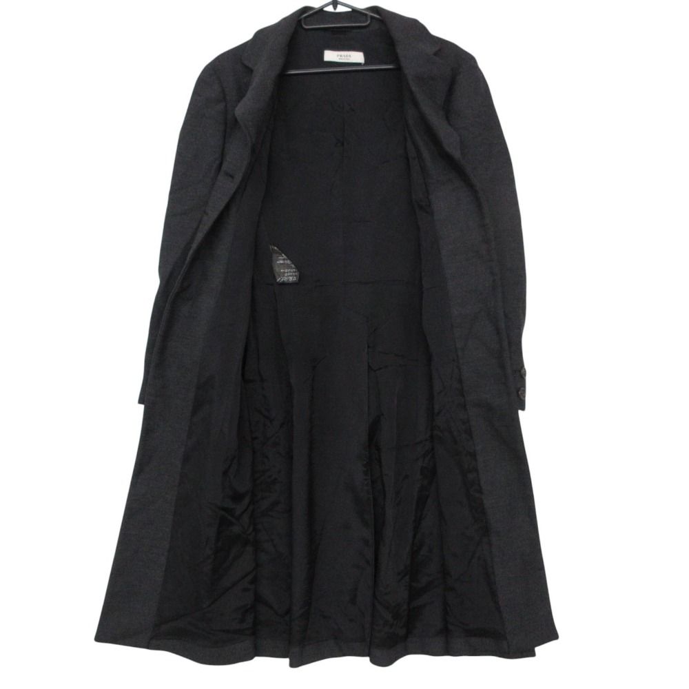Prada Chesterfield Wool Outer Long Charcoal Gray — view 3