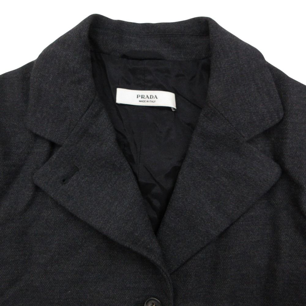 Prada Chesterfield Wool Outer Long Charcoal Gray — view 6
