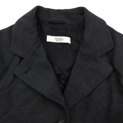 Prada Chesterfield Wool Outer Long Charcoal Gray — view 6