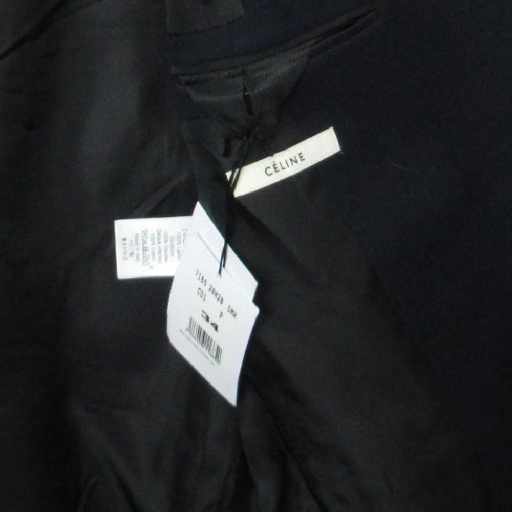 Celine Coat Phoebe Philo Era Crombie Outer Wool 100% Lining Rayon Dark Navy — view 3