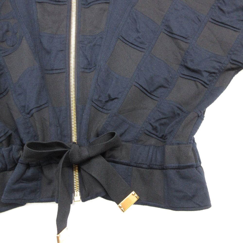 Louis Vuitton Jacket Zip-up Knit Damier Monogram Jacquard Navy Black — view 3