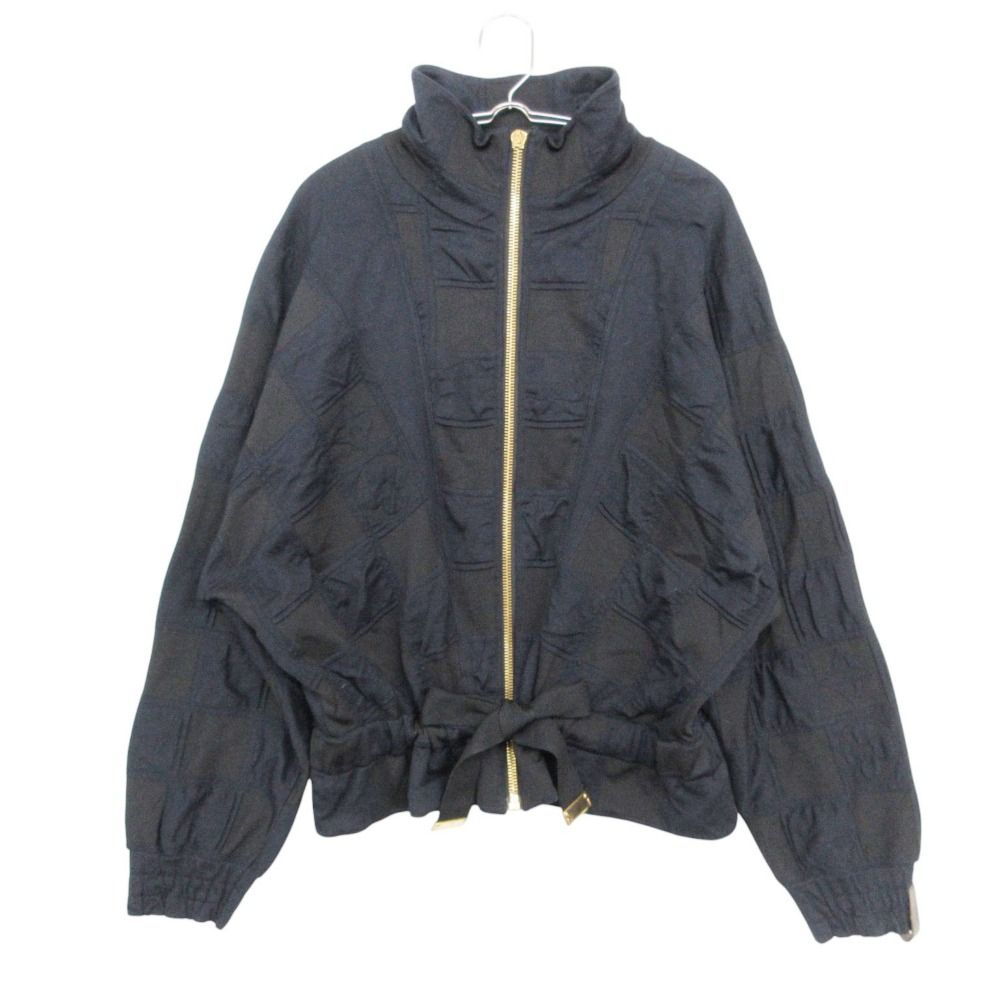 Louis Vuitton Jacket Zip-up Knit Damier Monogram Jacquard Navy Black