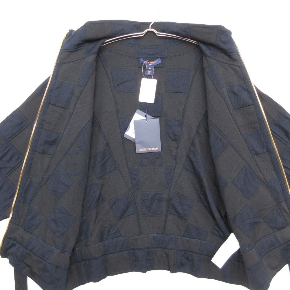 Louis Vuitton Jacket Zip-up Knit Damier Monogram Jacquard Navy Black — view 7