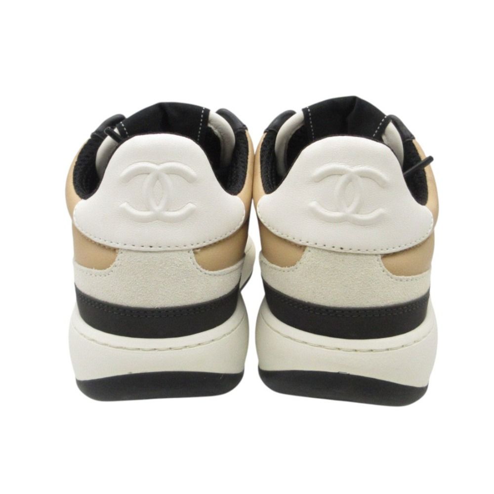 Chanel Sneakers Leather Shoes CC Logo Beige — view 3