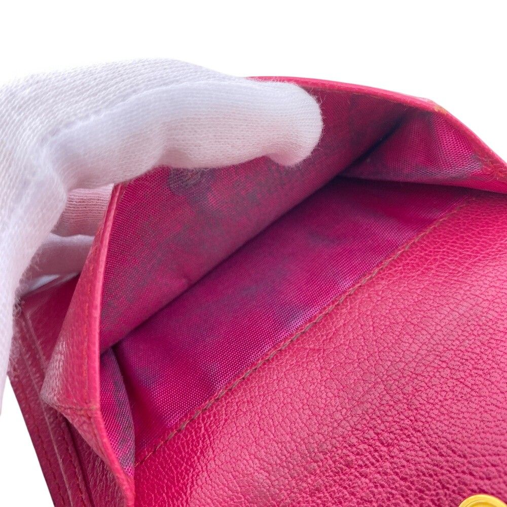 Miu Miu Logo Leather Compact Wallet Bifold Pink — view 6