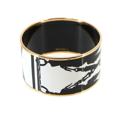 Hermes Enamel TGM Bangle Bracelet Black White Gold Email TGM — view 2