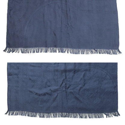 Hermes Shawl New Libris Navy Cashmere Silk Scarf Fringe Large — view 6